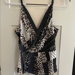 CAbi Black and White Leopard Print Camisole